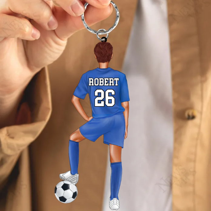 Personalized Soccer Keychain For Soccer Player, Soccer Lover