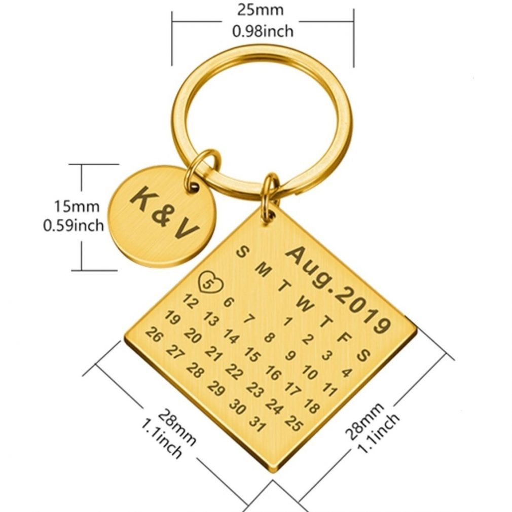 Personalized Engraved Photo Calendar Key Chain