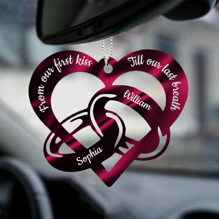 FROM OUR FIRST KISS TILL OUR LAST BREATH COUPLE RINGS PERSONALIZED ORNAMENT
