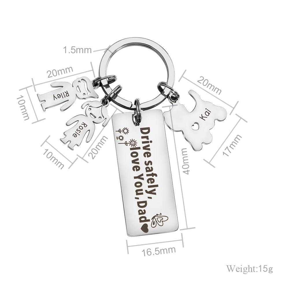 1 Charm - Father's Day Gift Personalized This Daddy Belongs to.. Keychain With Kids Charm
