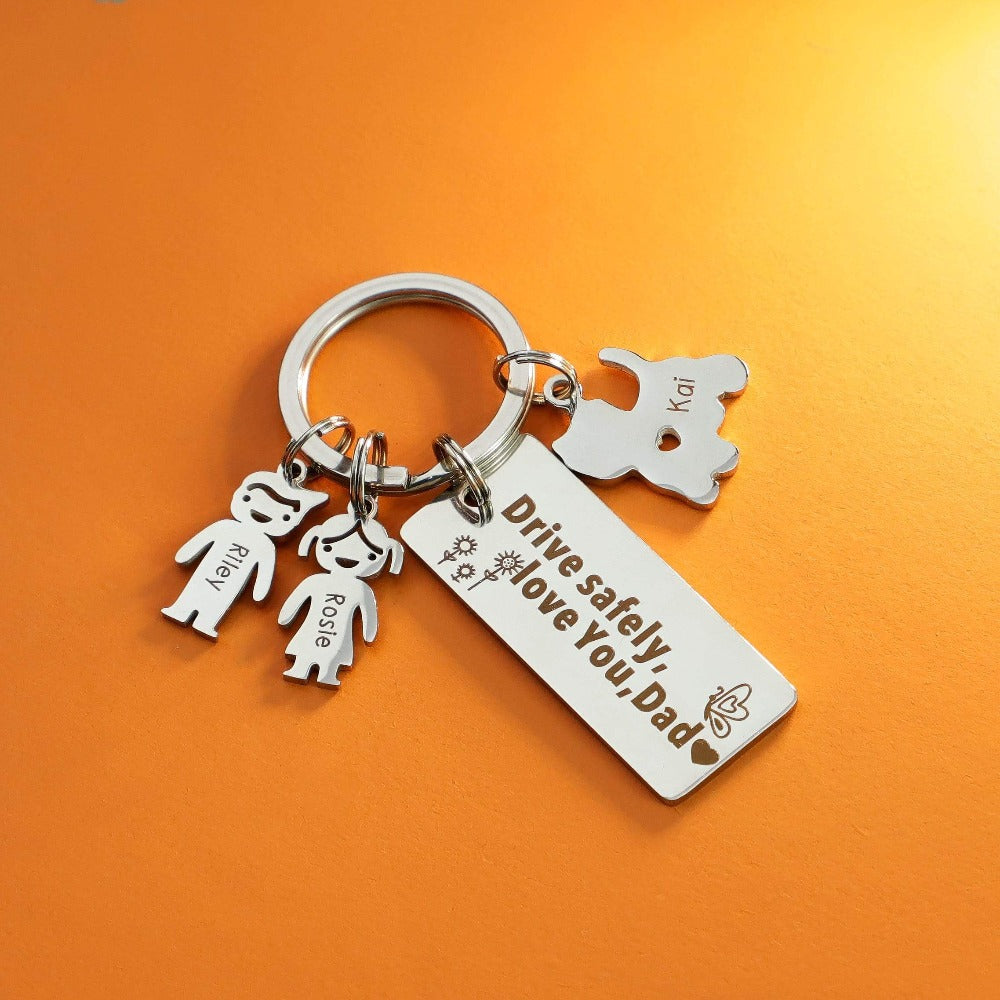 1 Charm - Father's Day Gift Personalized This Daddy Belongs to.. Keychain With Kids Charm