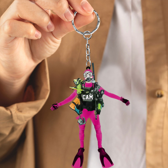 Personalized Scuba Diving Keychain, Gift For Diving Lovers