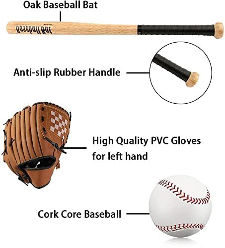 🧢3 in 1 baseball bat set ⚾ 25 inch baseball bat ⚾10.5 Inch Baseball Glove Cork Core Ball 