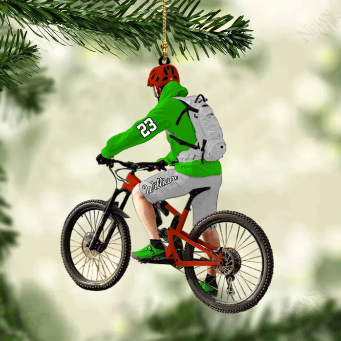 Personalized Mountain Biking Ornament, Custom Name Acrylic Flat  Ornament For Biker