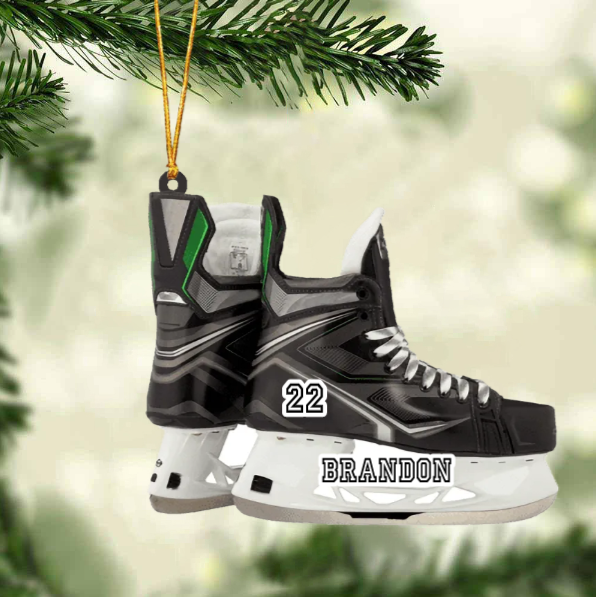 Personalized Hockey Skates Acrylic Christmas Ornament