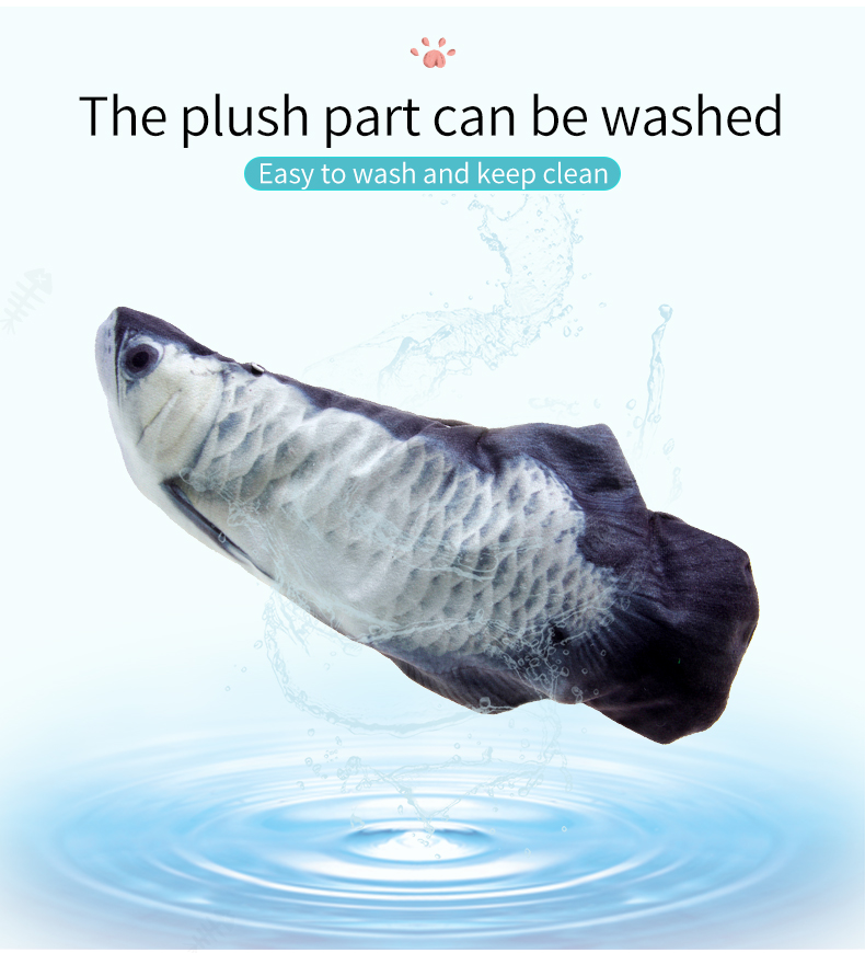 😻fish tail wagging,Flopping Moving Cat Kicker Fish Toy，Plush Interactive Cat Toys for Cat Exercise😽