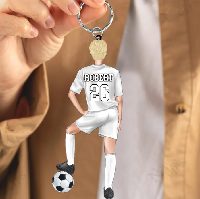 Personalized Soccer Keychain For Soccer Player, Soccer Lover