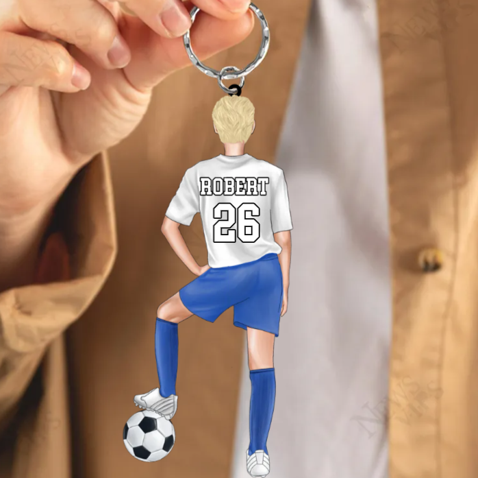 Personalized Soccer Keychain For Soccer Player, Soccer Lover