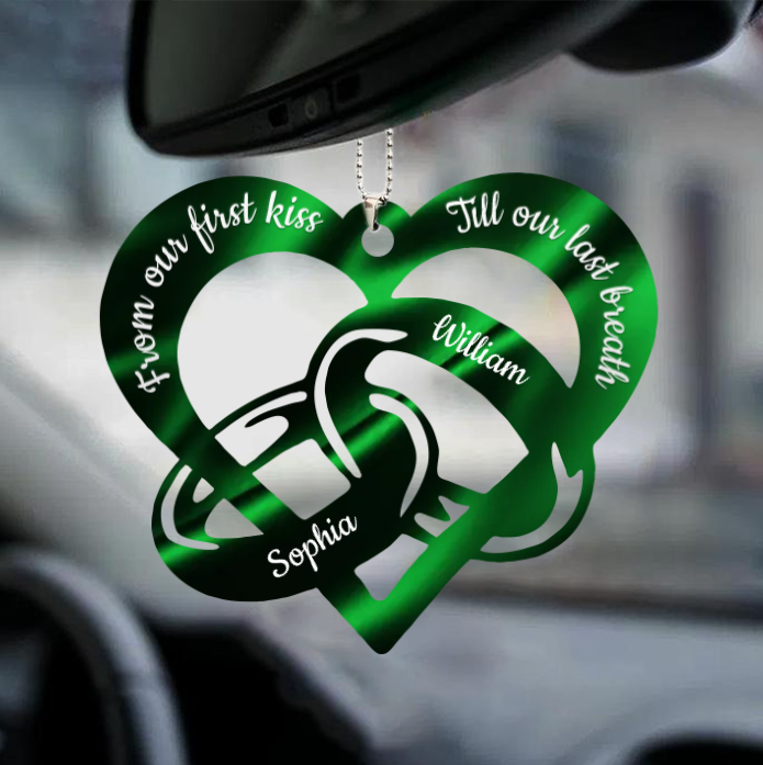 FROM OUR FIRST KISS TILL OUR LAST BREATH COUPLE RINGS PERSONALIZED ORNAMENT