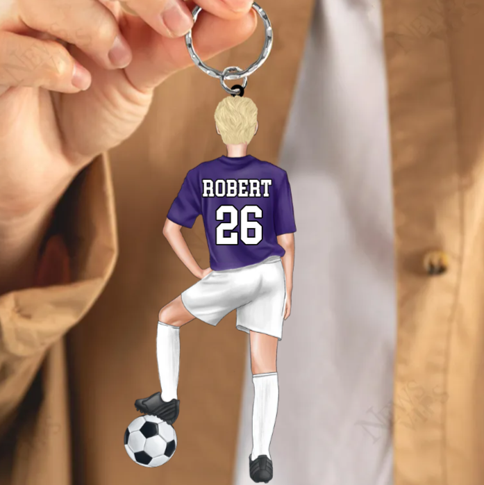 Personalized Soccer Keychain For Soccer Player, Soccer Lover