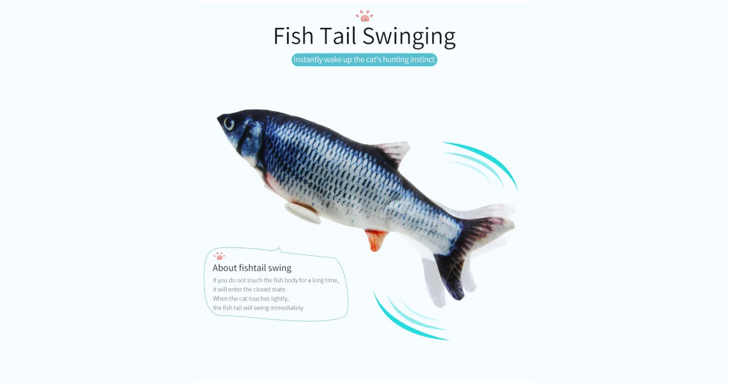😻fish tail wagging,Flopping Moving Cat Kicker Fish Toy，Plush Interactive Cat Toys for Cat Exercise😽