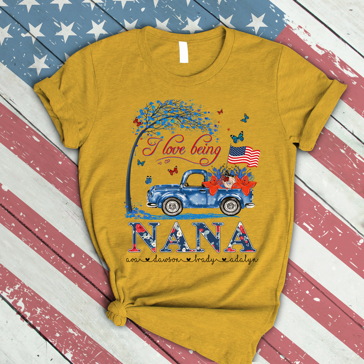 I Love Being Nana- Truck American Personalized T-Shirt