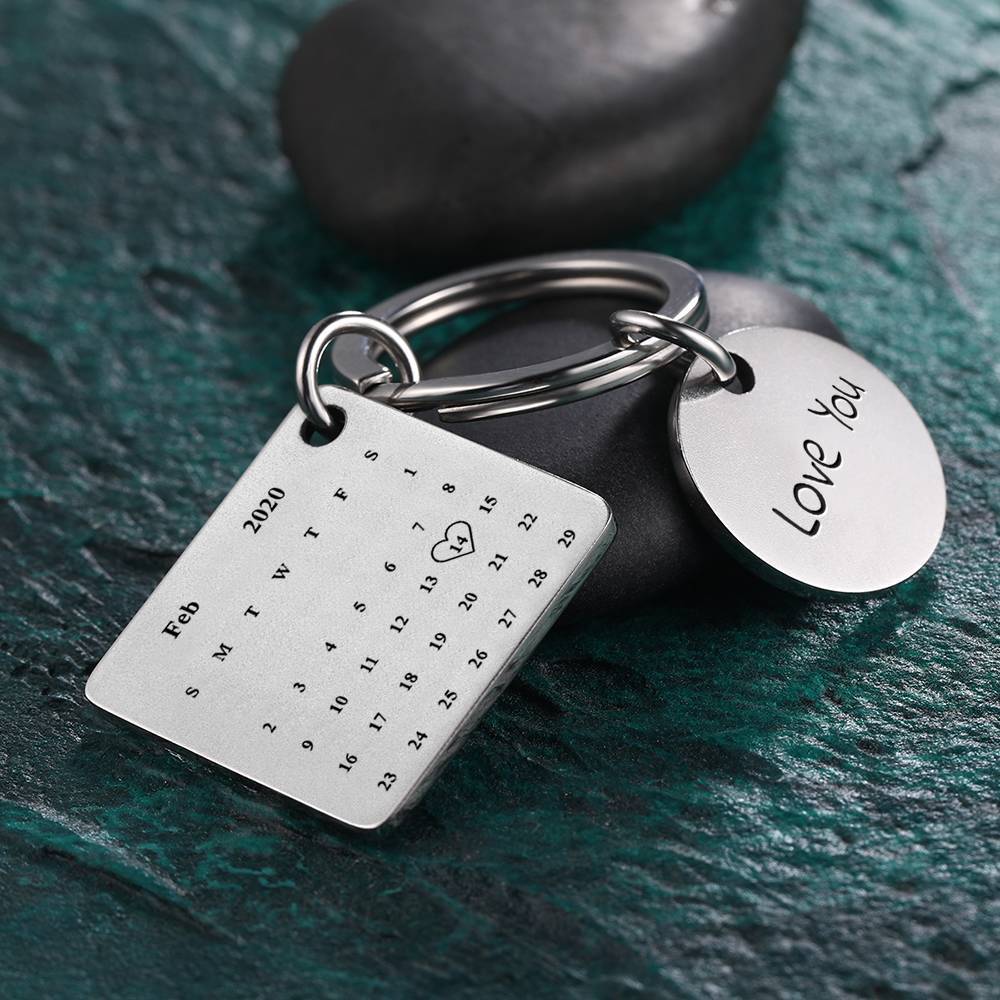 Personalized Engraved Photo Calendar Key Chain