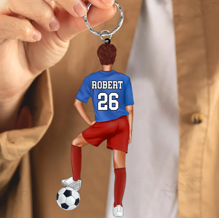 Personalized Soccer Keychain For Soccer Player, Soccer Lover
