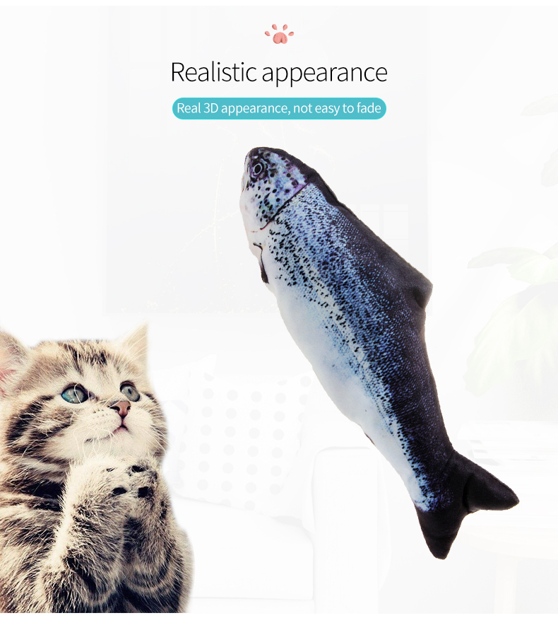 😻fish tail wagging,Flopping Moving Cat Kicker Fish Toy，Plush Interactive Cat Toys for Cat Exercise😽