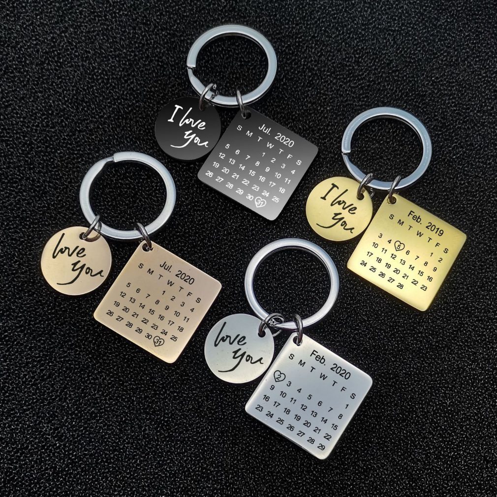 Personalized Engraved Photo Calendar Key Chain