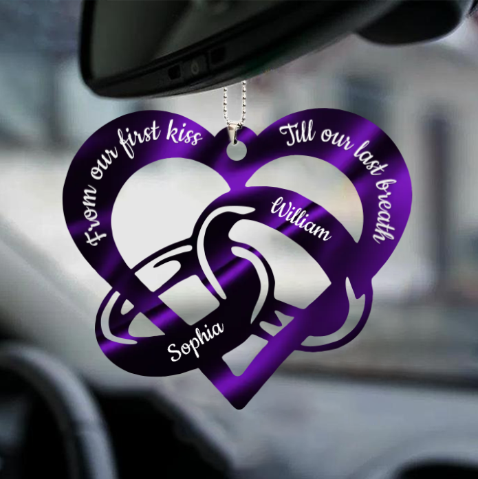 FROM OUR FIRST KISS TILL OUR LAST BREATH COUPLE RINGS PERSONALIZED ORNAMENT