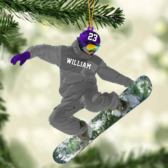 Personalized Snowboarding Athletes /Skis Christmas Ornament