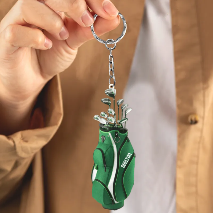 Personalized Golf Bag Christmas Keychainfor Golf Players, Custom Golf Bag Color Keychain for Dad