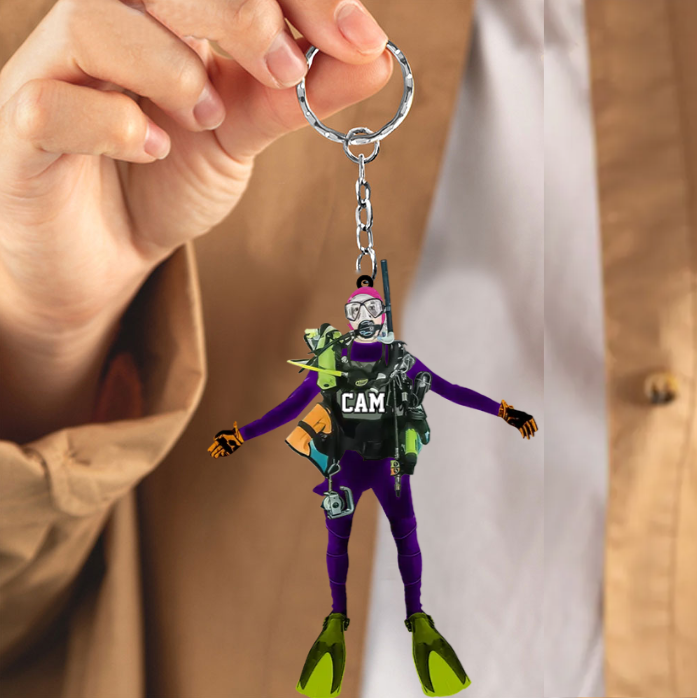 Personalized Scuba Diving Keychain, Gift For Diving Lovers
