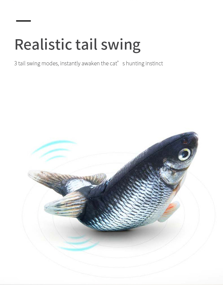 😻fish tail wagging,Flopping Moving Cat Kicker Fish Toy，Plush Interactive Cat Toys for Cat Exercise😽