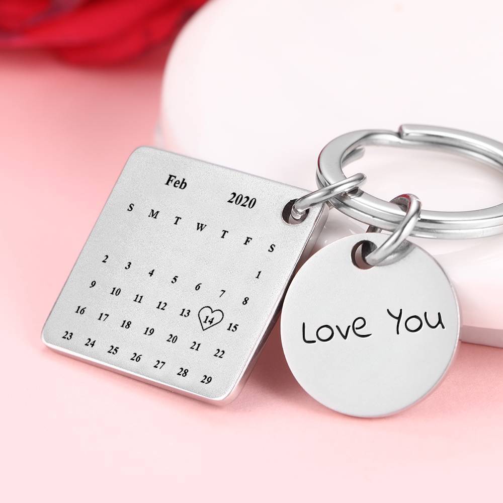 Personalized Engraved Photo Calendar Key Chain