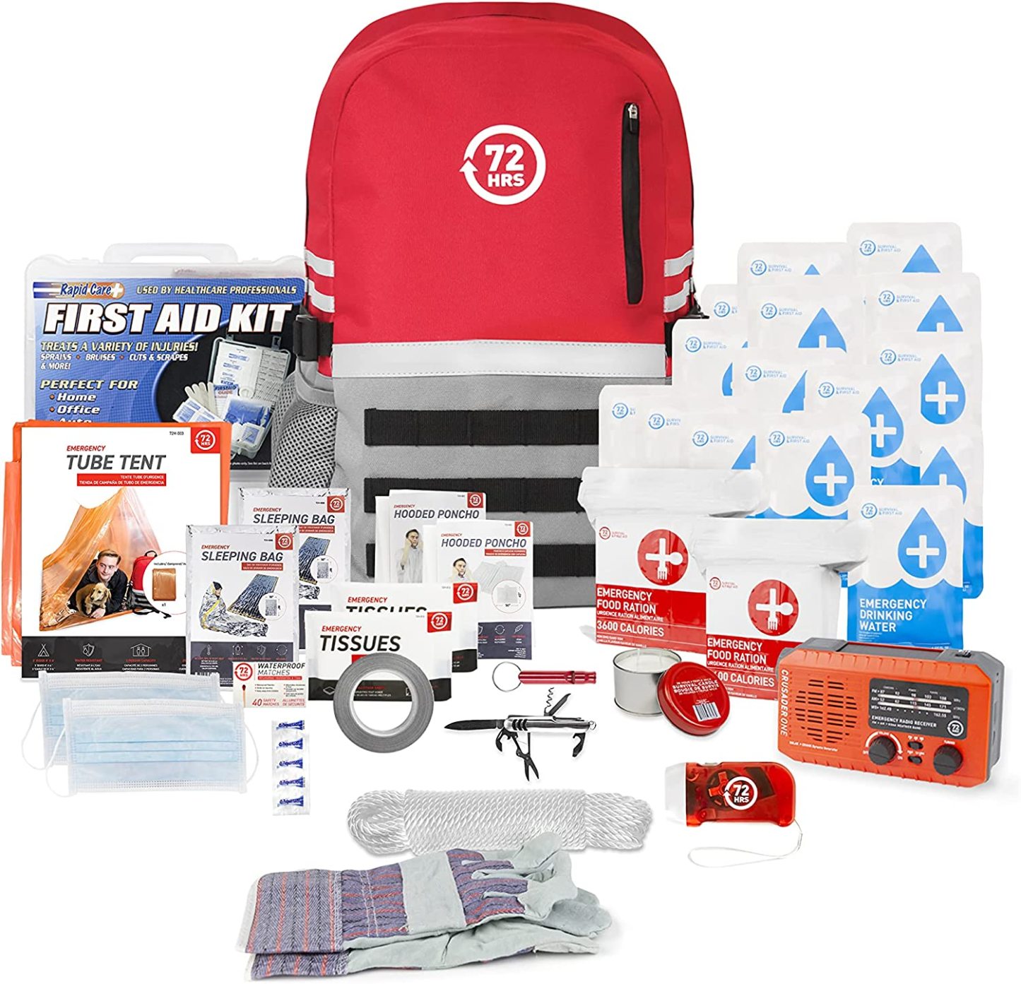 🤕Heavy Duty 72 Hour Bug Out Bag Survival Kit for Earthquake, Hurricane, Tsunami, Winter, Blackout🚑