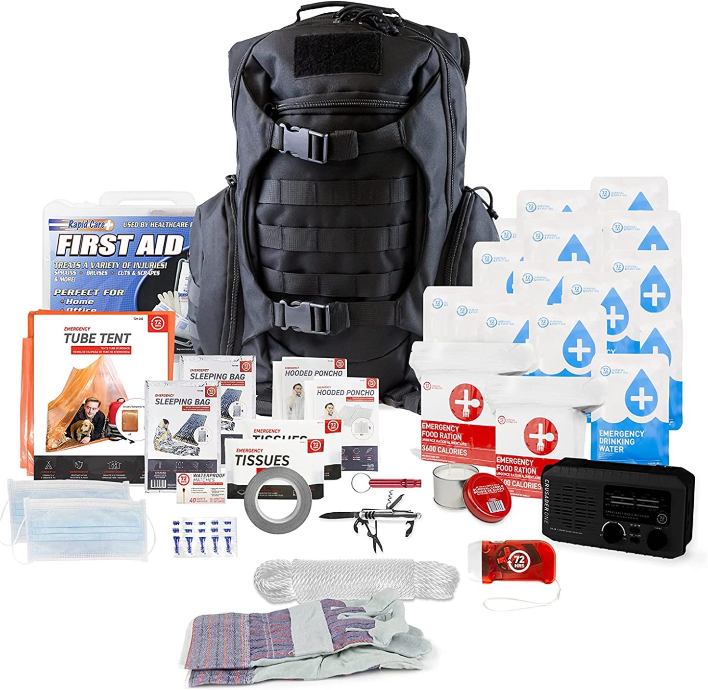 🤕Heavy Duty 72 Hour Bug Out Bag Survival Kit for Earthquake, Hurricane, Tsunami, Winter, Blackout🚑