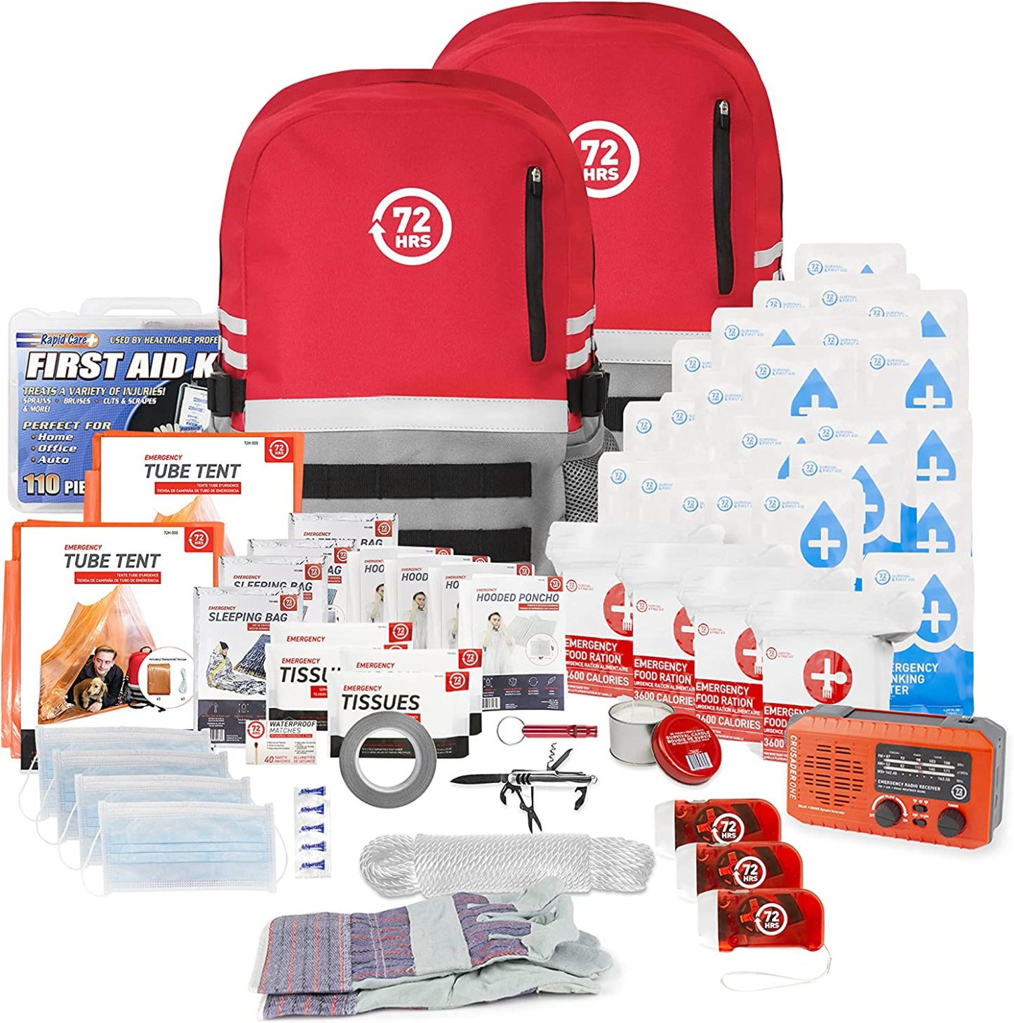 🤕Heavy Duty 72 Hour Bug Out Bag Survival Kit for Earthquake, Hurricane, Tsunami, Winter, Blackout🚑