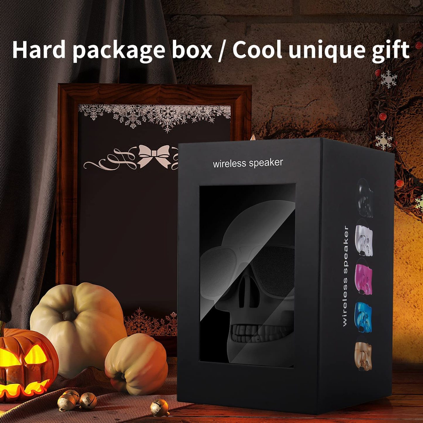 Skull Head Speaker Portable Bluetooth Speakers 8W Output Bass Stereo with DSP Compatible for Desktop PC/Laptop/Mobile Phone/MP3/MP4 Player for Halloween Unique Gift Home Party Traveling&Outdoor -Black