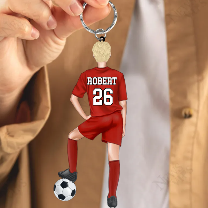 Personalized Soccer Keychain For Soccer Player, Soccer Lover