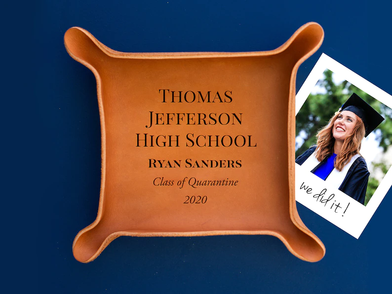 College Graduate Gift / Custom Leather Tray / Graduation Gift Ideas / Custom gift with University Seal, name / Class of 2021
