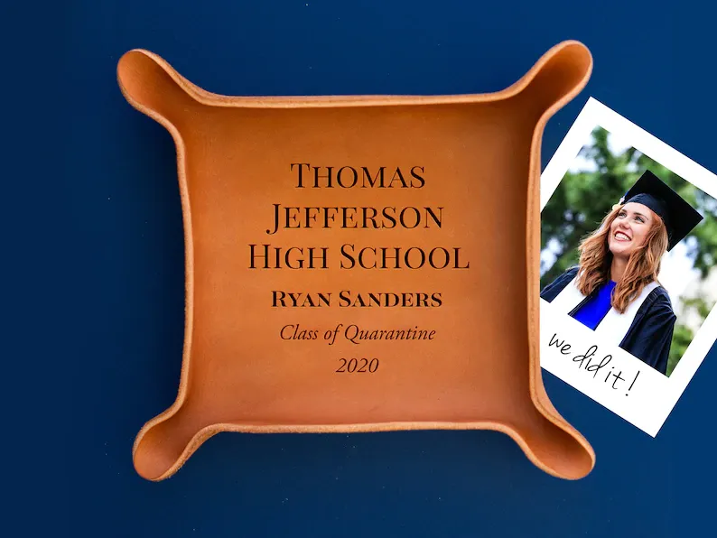 College Graduate Gift / Custom Leather Tray / Graduation Gift Ideas / Custom gift with University Seal, name / Class of 2021