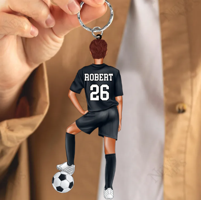 Personalized Soccer Keychain For Soccer Player, Soccer Lover
