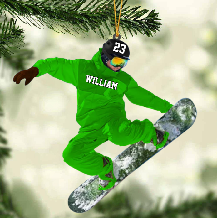 Personalized Snowboarding Athletes /Skis Christmas Ornament