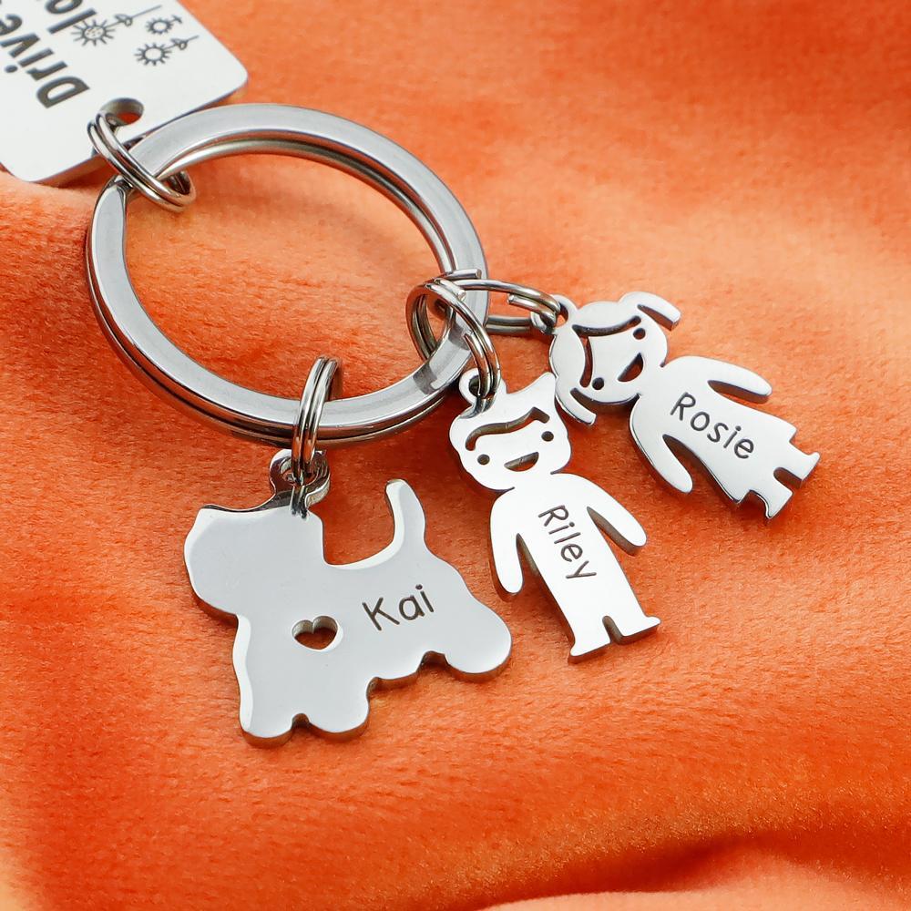1 Charm - Father's Day Gift Personalized This Daddy Belongs to.. Keychain With Kids Charm