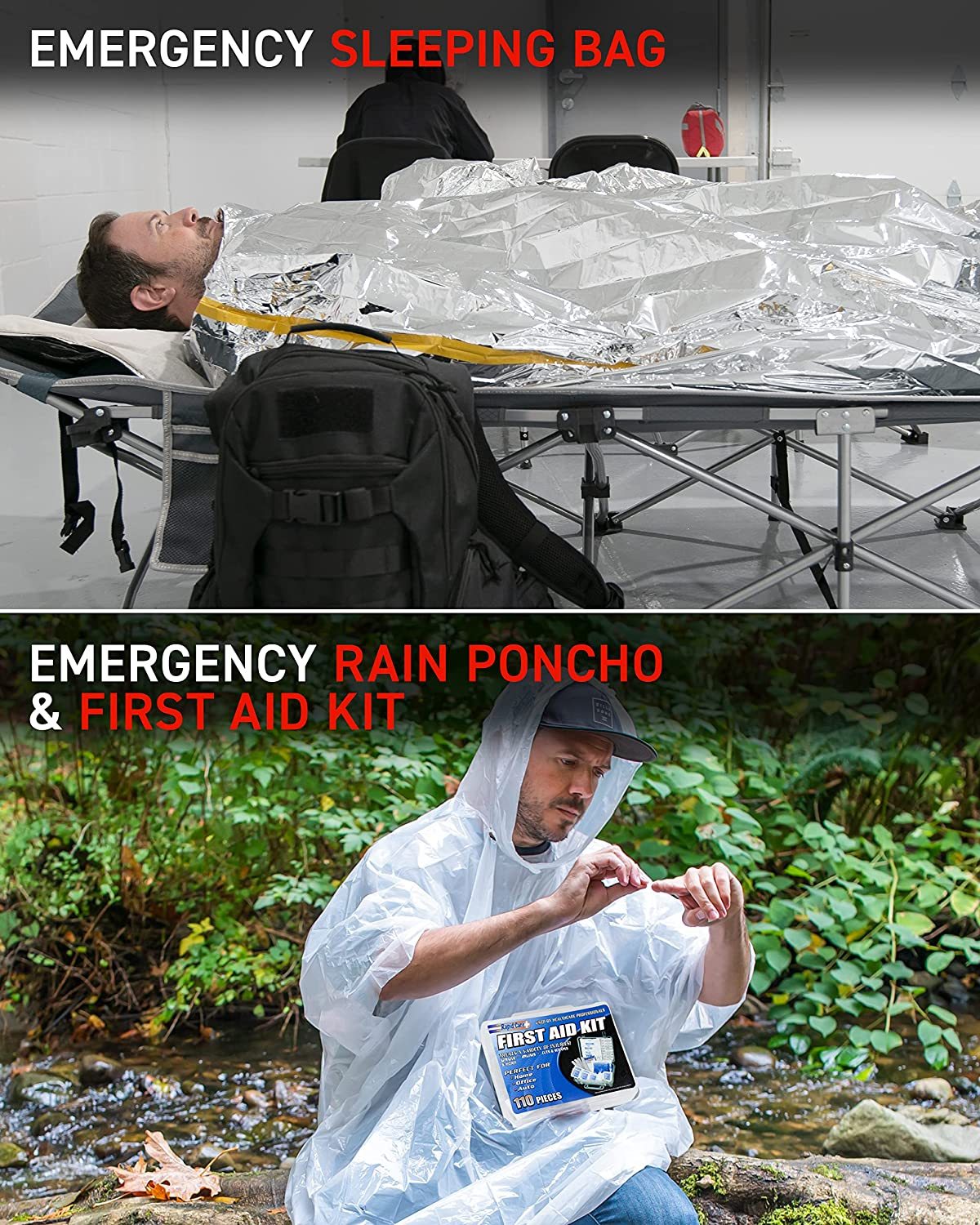 🤕Heavy Duty 72 Hour Bug Out Bag Survival Kit for Earthquake, Hurricane, Tsunami, Winter, Blackout🚑