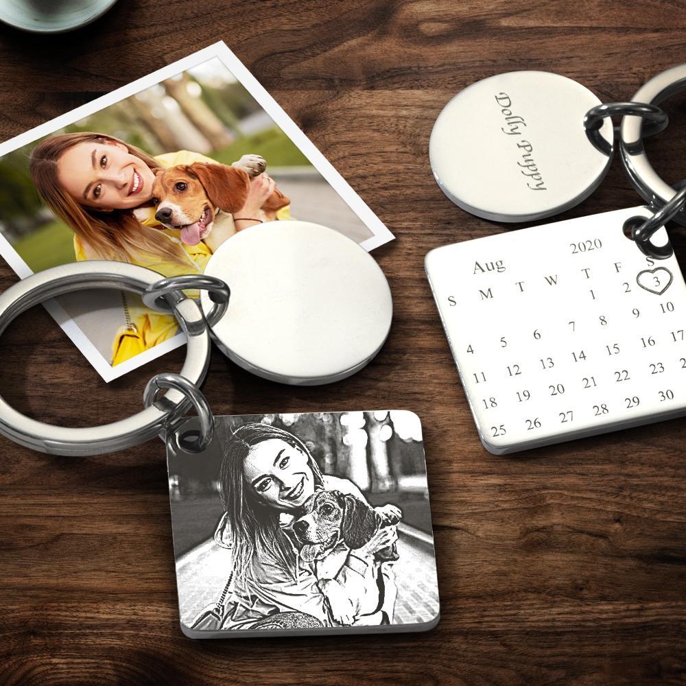 Personalized Engraved Photo Calendar Key Chain