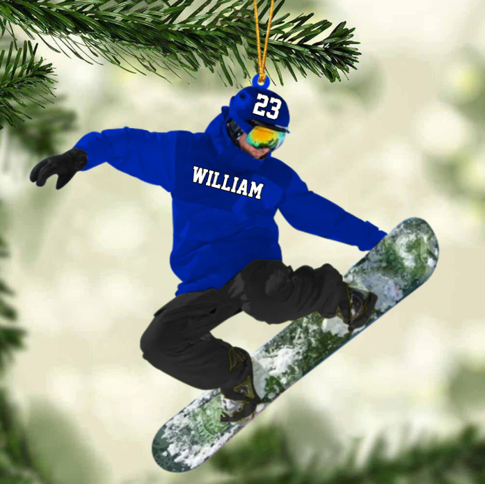Personalized Snowboarding Athletes /Skis Christmas Ornament