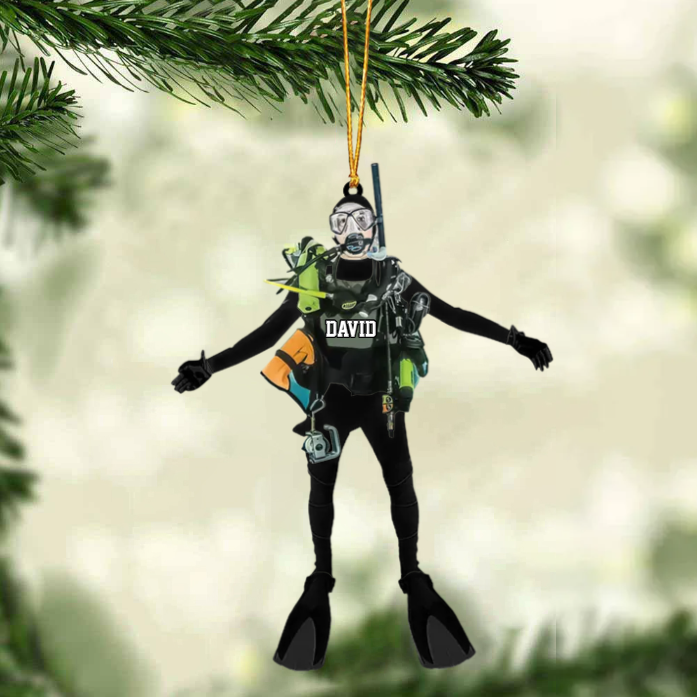 Custom Personalized Diver Ornament, Gift For Diving Lovers