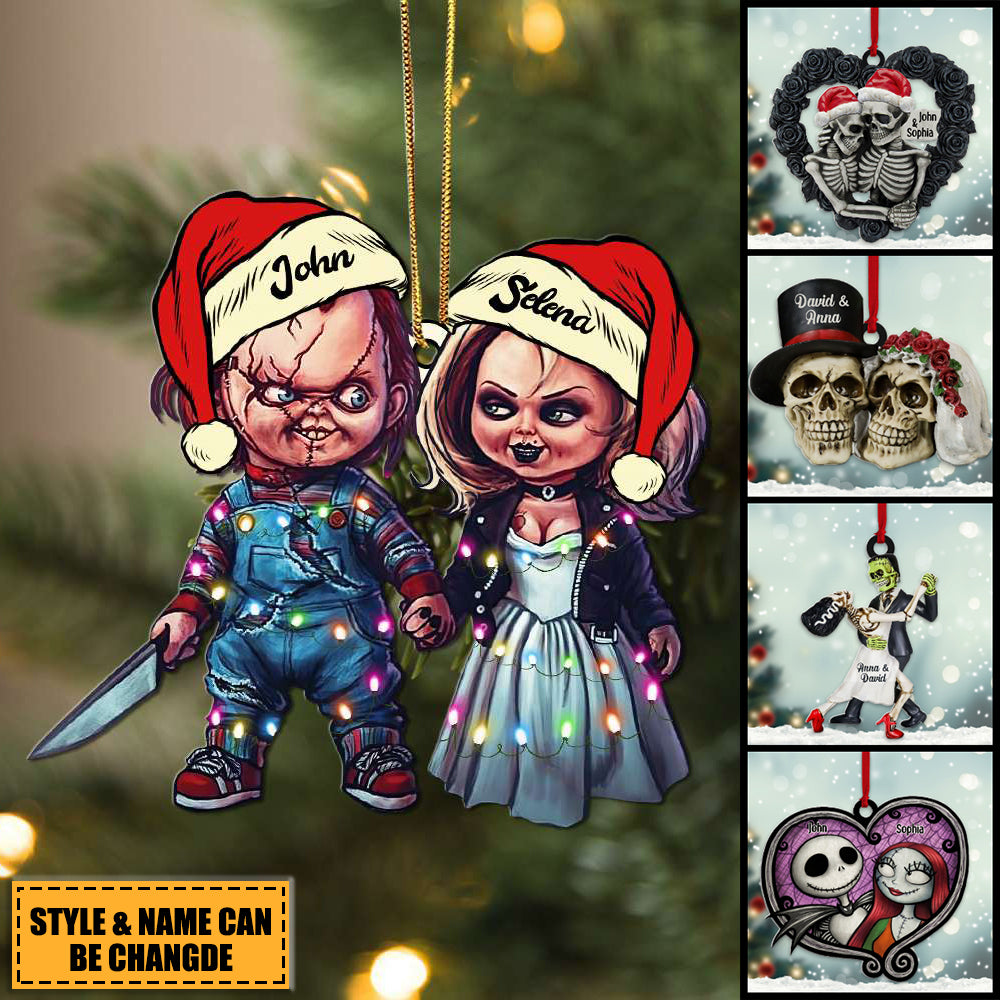 Personalized Skull Couple Ornament, Christmas Tree Decor