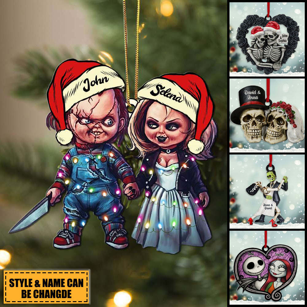 Personalized Skull Couple Ornament, Christmas Tree Decor