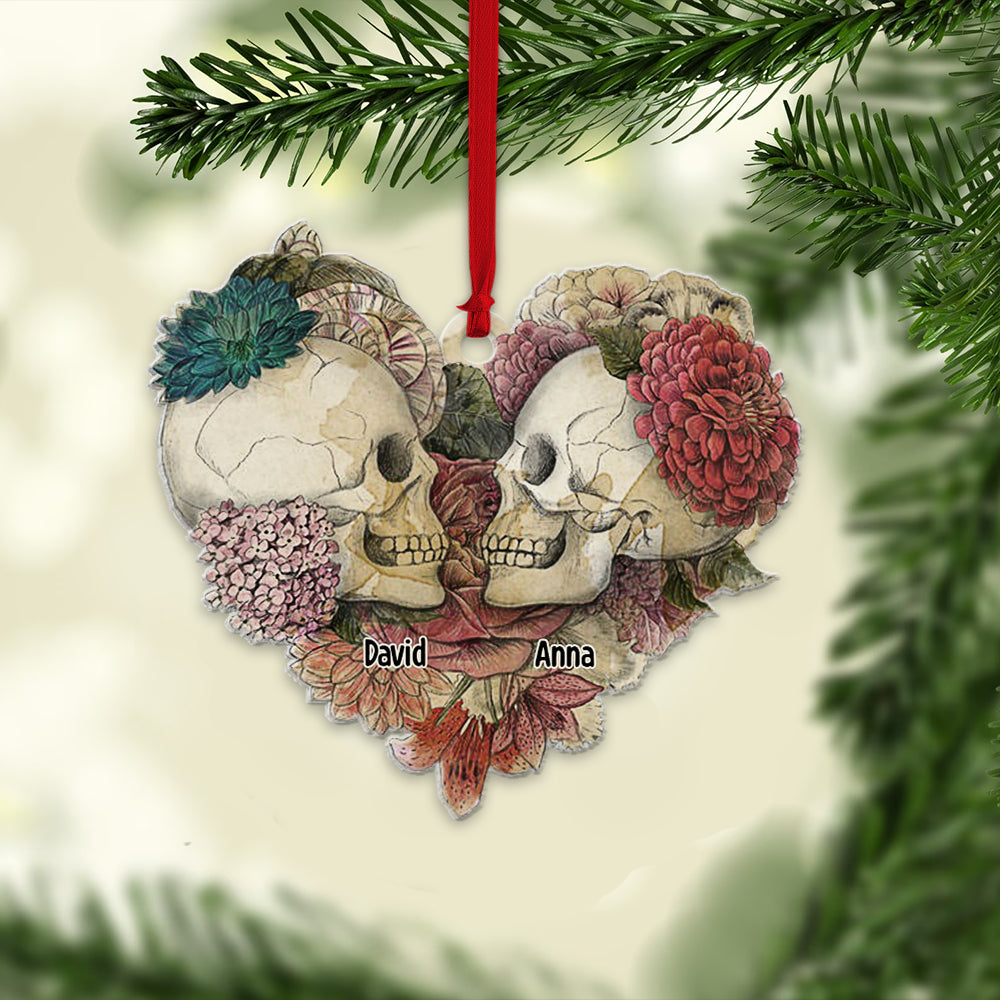 Personalized Skull Couple Ornament, Christmas Tree Decor