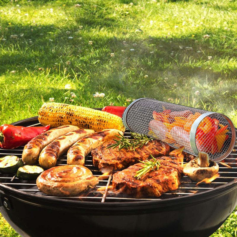 🔥Summer Hot Sale-BBQ outdoor grill net / Barbecue stainless steel wire mesh cylinder