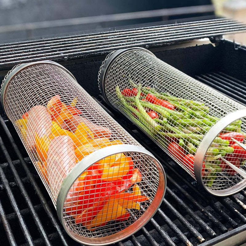 🔥Summer Hot Sale-BBQ outdoor grill net / Barbecue stainless steel wire mesh cylinder
