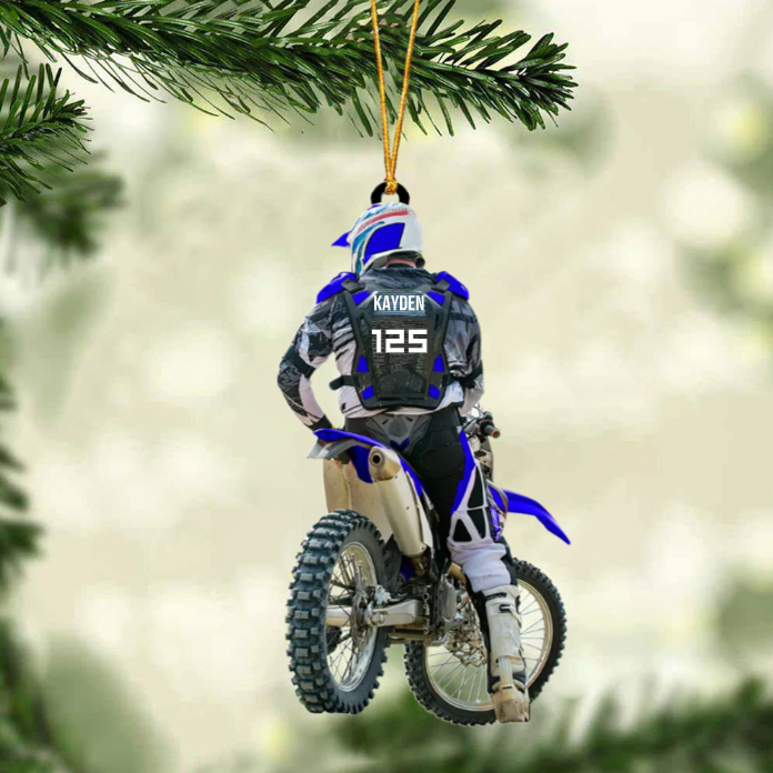 Personalized Motocross Racer Christmas Ornament