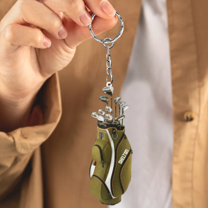 Personalized Golf Bag Christmas Keychainfor Golf Players, Custom Golf Bag Color Keychain for Dad