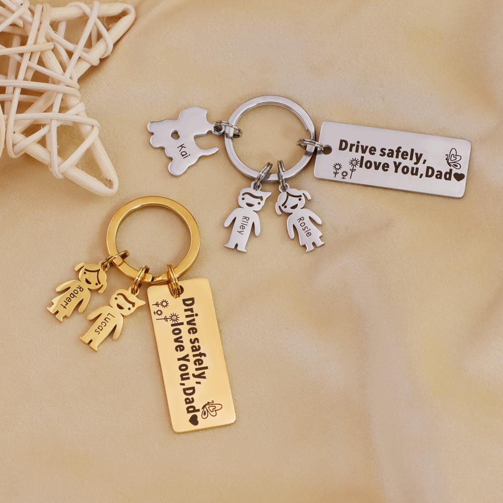1 Charm - Father's Day Gift Personalized This Daddy Belongs to.. Keychain With Kids Charm