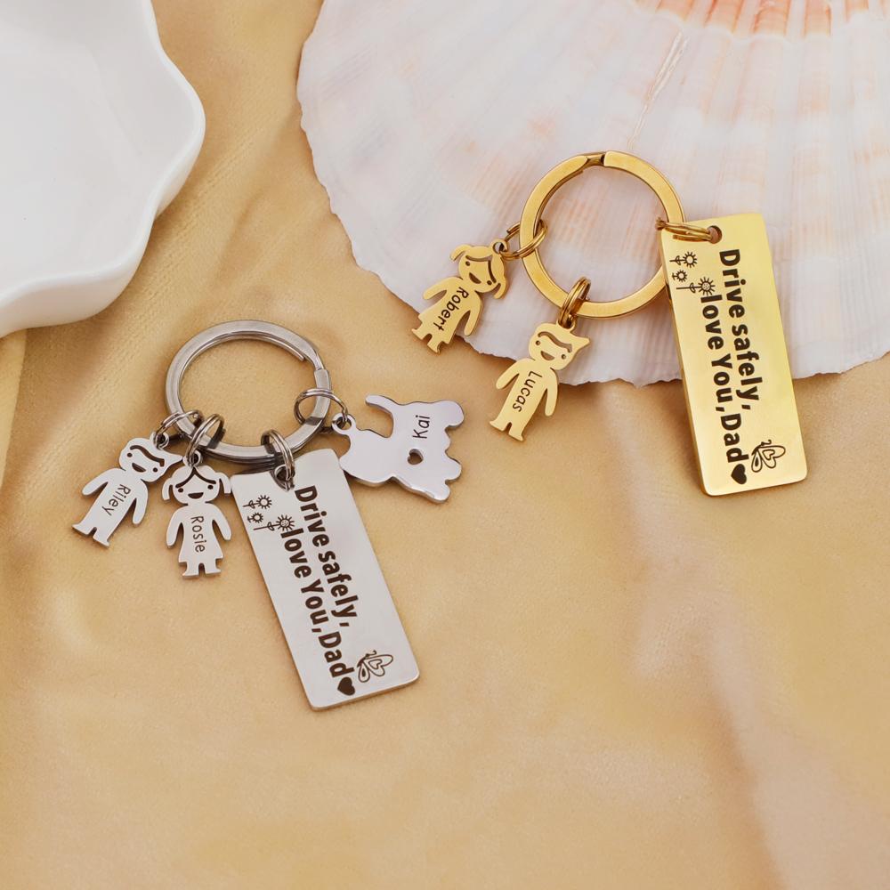 1 Charm - Father's Day Gift Personalized This Daddy Belongs to.. Keychain With Kids Charm