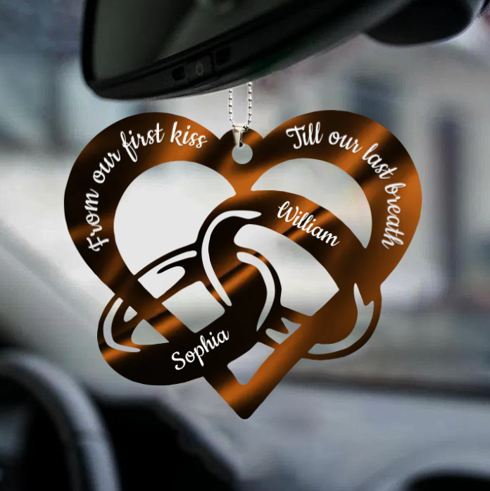 FROM OUR FIRST KISS TILL OUR LAST BREATH COUPLE RINGS PERSONALIZED ORNAMENT